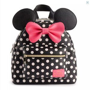 Disney's Minnie Mouse Polka Dot Print Mini Backpack with Pink Bow